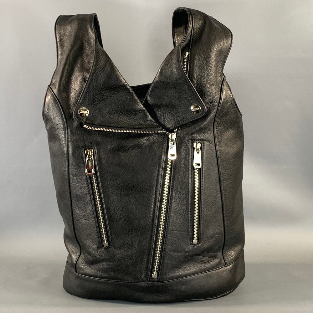 JEAN PAUL GAULTIER Black Silver Leather Bucket Bags